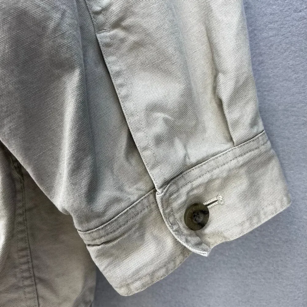 Eddie Bauer Jacket Men's XL Beige Canvas Flannel Lining Corduroy Collar VTG